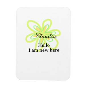 Hallo, ich bin neu hier name gelbe grüne Blume Kin Magnet