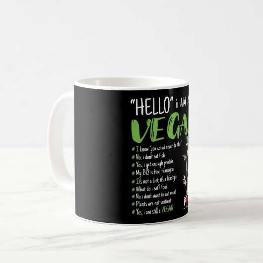 Hallo Ich bin Vegan Kaffeetasse (Vorderseite Links)