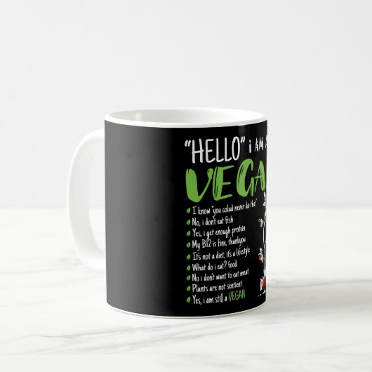 Hallo Ich bin Vegan Kaffeetasse (Vorderseite Links)