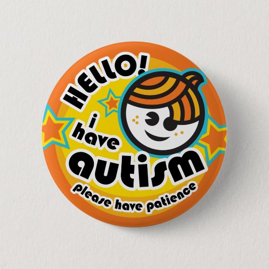 "Hallo ! Ich habe Autismus"-Taste (Junge1) Button (Vorderseite)