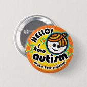"Hallo ! Ich habe Autismus"-Taste (Junge1) Button (Vorne & Hinten)