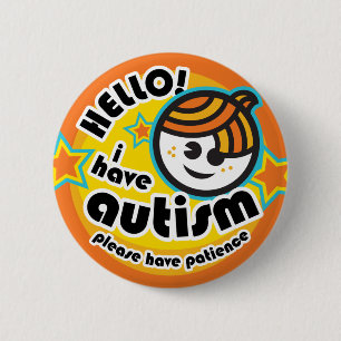 "Hallo ! Ich habe Autismus"-Taste (Junge1) Button