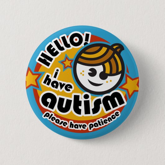 "Hallo ! Ich habe Autismus"-Taste (Junge2) Button (Vorderseite)