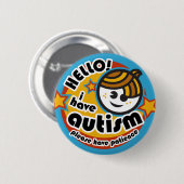 "Hallo ! Ich habe Autismus"-Taste (Junge2) Button (Vorne & Hinten)