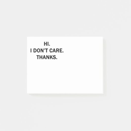 Hallo. Ich interessiere mich nicht. Danke Post-it Klebezettel (Vorderseite)