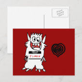 Hallo, ich Liebe U Monster Postkarte (Vorne/Hinten)