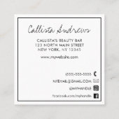 Hallo ich zitiere moderne Schwarz-weiße Typografie Quadratische Visitenkarte (Rückseite)