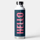 Hallo, Ihr Name Pink Blue Calligraphy Trinkflasche (links)