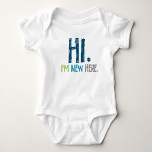 Hallo. Im New Here (Junge) Baby Strampler