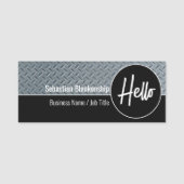 Hallo Imitate Diamond Plate Beruflich Namensschild (Vorderseite)