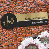 Hallo Imitate Metallic Beruflich Black Gold Namensschild