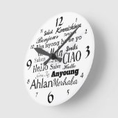 Hallo in der unterschiedlichen runde wanduhr (Winkel)