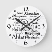 Hallo in der unterschiedlichen runde wanduhr (Vorderseite)