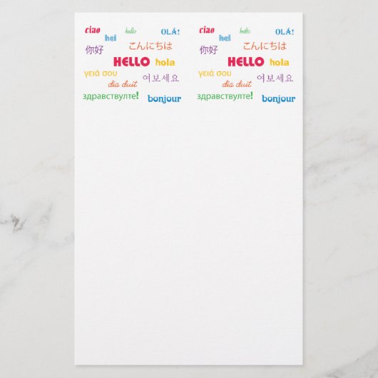 Hallo in Many Languages Stationery Briefpapier (Vorderseite)