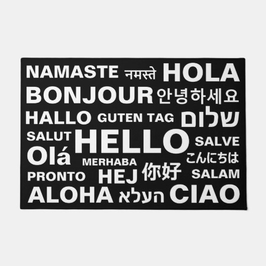 Hallo in verschiedenen Sprachen Schwarz-weiß moder Fußmatte (Vorderseite)