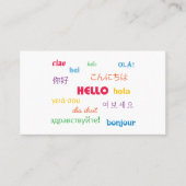 Hallo in vielen Sprachen farbenfroh personalize Visitenkarte (Vorderseite)