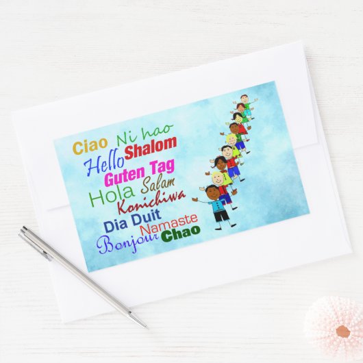 Hallo in vielen Sprachen Rechteckiger Aufkleber (Umschlag)