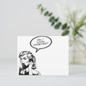 Hallo ? Ist das die Außenwelt? Retro Hausfrau Postkarte (Stehend Vorderseite)