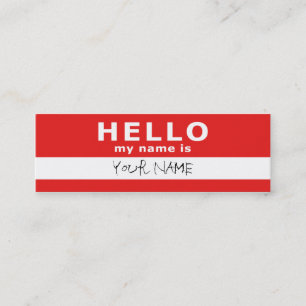 hallo ist mein Name: 2 mit Seiten versehen: rot Mini Visitenkarte