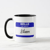 Hallo ist mein Name Adam (blau) Tasse (Links)