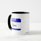 Hallo ist mein Name Adam (blau) Tasse (Vorderseite Links)