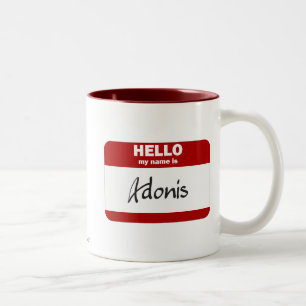 Hallo ist mein Name Adonis (rot) Zweifarbige Tasse