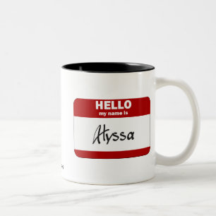 Hallo ist mein Name Alyssa (rot) Zweifarbige Tasse