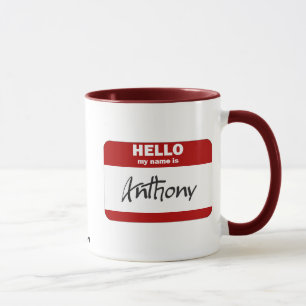 Hallo ist mein Name Anthony (rot) Tasse