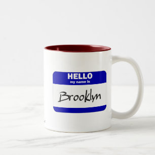 Hallo ist mein Name Brooklyn (blau) Zweifarbige Tasse
