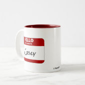 Hallo ist mein Name Casey (rot) Zweifarbige Tasse (Vorderseite Links)