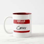 Hallo ist mein Name Casey (rot) Zweifarbige Tasse (Links)