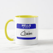 Hallo ist mein Name Chaim (blau) Tasse (Links)