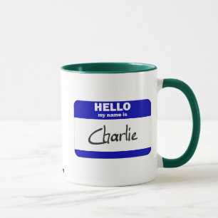 Hallo ist mein Name Charlie (blau) Tasse