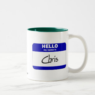 Hallo ist mein Name Chris (blau) Zweifarbige Tasse