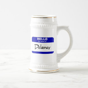 Hallo ist mein Name Delaney (blau) Bierglas