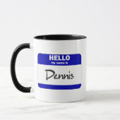 Hallo ist mein Name Dennis (blau) Tasse (Links)
