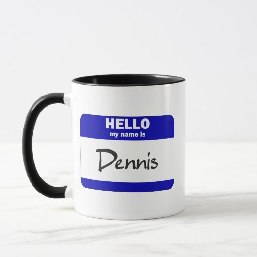 Hallo ist mein Name Dennis (blau) Tasse (Links)