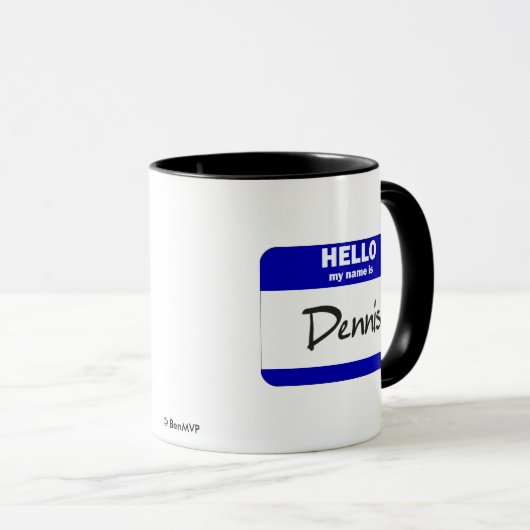 Hallo ist mein Name Dennis (blau) Tasse (VorderseiteRechts)