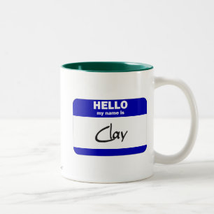 Hallo ist mein Name der Lehm (blau) Zweifarbige Tasse