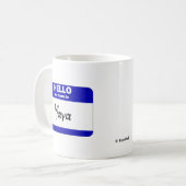 Hallo ist mein Name der Maya (blau) Kaffeetasse (Vorderseite Links)
