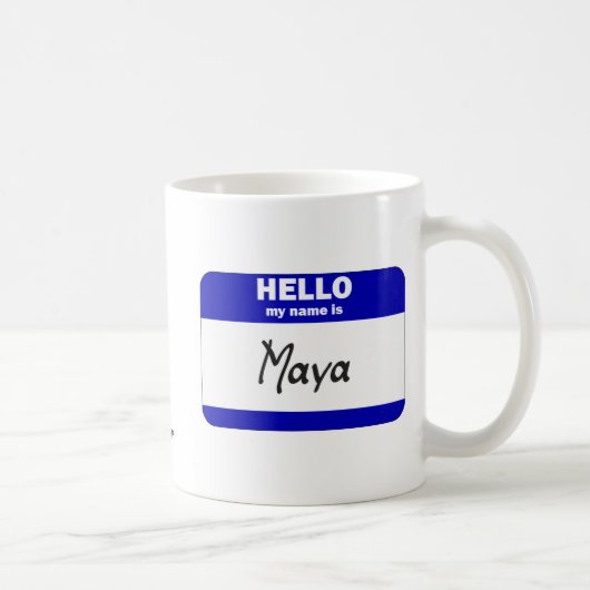 Hallo ist mein Name der Maya (blau) Kaffeetasse (Rechts)