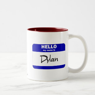 Hallo ist mein Name Dylan (blau) Zweifarbige Tasse