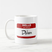 Hallo ist mein Name Dylan (rot) Kaffeetasse (Links)