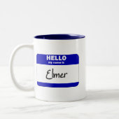 Hallo ist mein Name Elmer (blau) Zweifarbige Tasse (Links)