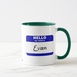 Hallo ist mein Name Evan (blau) Tasse