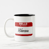 Hallo ist mein Name Hamza (rot) Zweifarbige Tasse (Links)