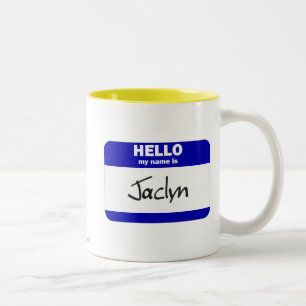 Hallo ist mein Name Jaclyn (blau) Zweifarbige Tasse