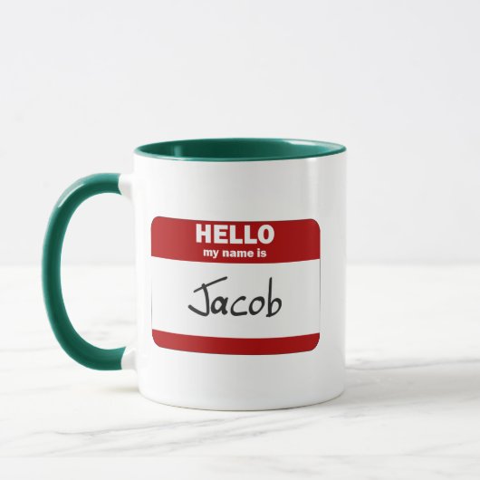 Hallo ist mein Name Jakob (rot) Tasse (Links)