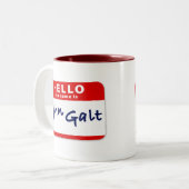 Hallo ist mein Name John Galt Zweifarbige Tasse (Vorderseite Links)