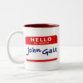 Hallo ist mein Name John Galt Zweifarbige Tasse (Links)